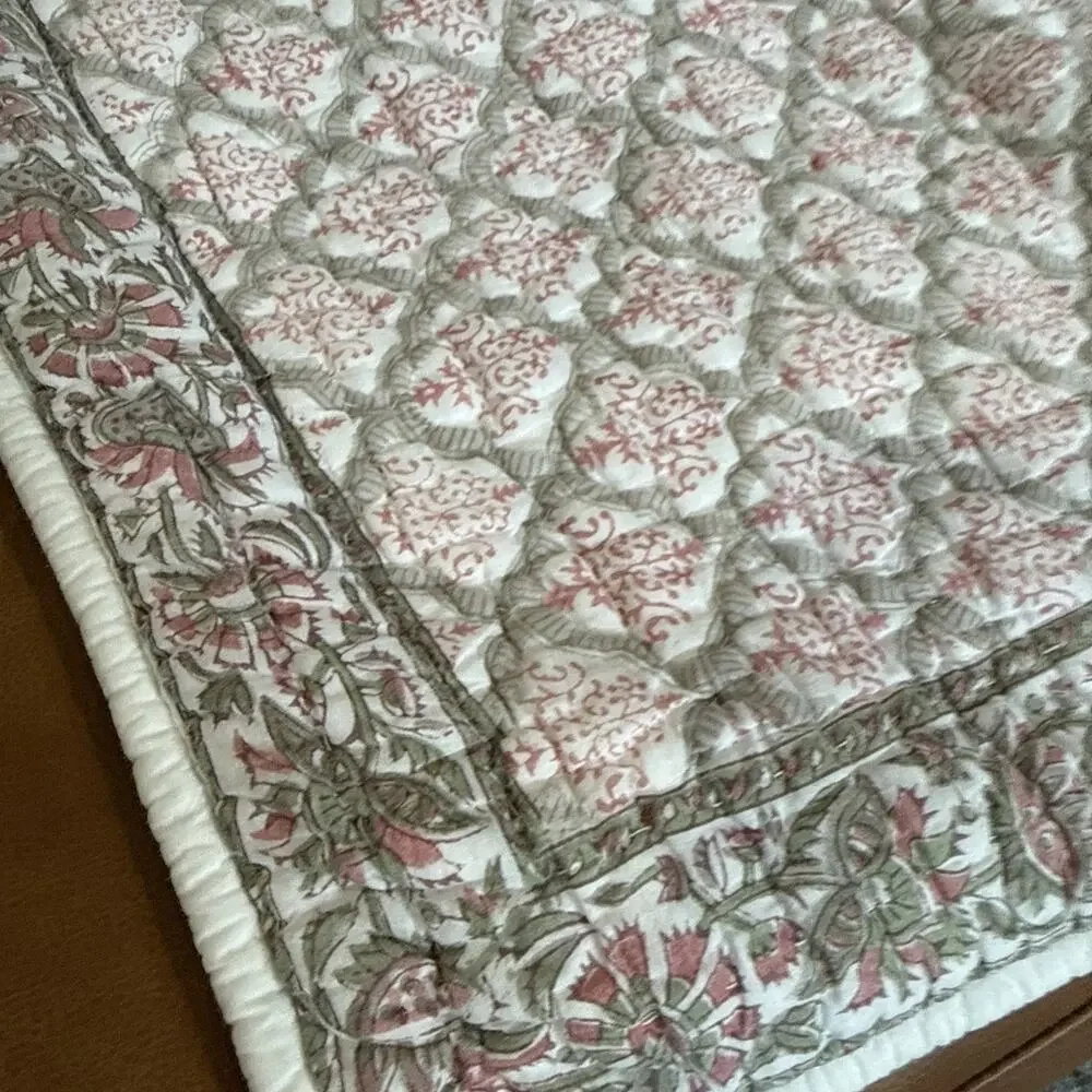 Pottery Barn Amalia Block Print EURO Sham Lot Of 2 Boho 26x26” 2